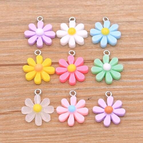 10PCS 17X20mm 9 Colorful Daisy Flower Flatback Resin Cabochons Scrapbook Craft DIY Embellishments Decor Headwear Accessories