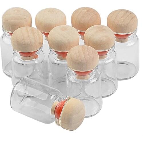6ml Glass Bottles Pendants With Cork Wood Stopper Wedding Gift Bottles Jars Vial Pendants jewelry 100pcs Free Shipping
