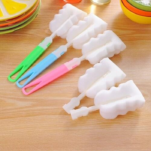 2pcs Kitchen Cleaning Tool Sponge Brush for Wineglass Bottle Coffe Tea Glass Cup color random cleaning brush clean wash brush