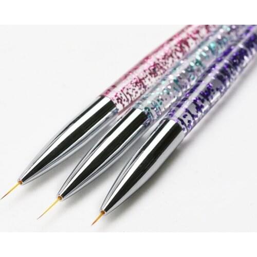 3Pcs/Set Nail Art French Lines Liner Painting Brush Acrylic Handle Flower Pattern Design Stripes Drawing Pen Manicure Tool