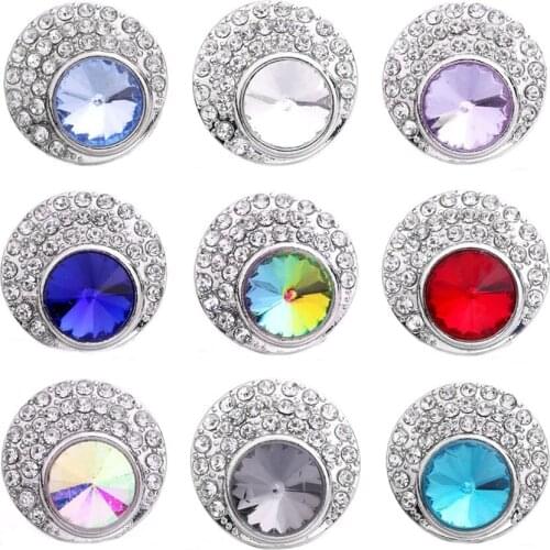 5pcs/lot Snap Jewelry 18mm Snap Buttons Colorful Rhinestone 18mm Flower Snap Buttons Fit 18mm Snaps Bracelets Bangles