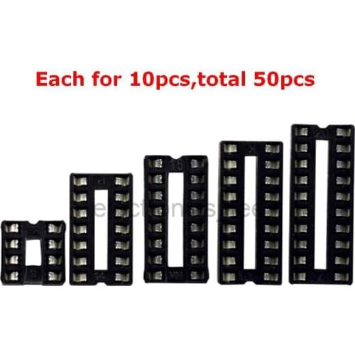 50pcs 8 14 16 18 20 Pin DIP IC Sockets Adaptor Solder Type Socket