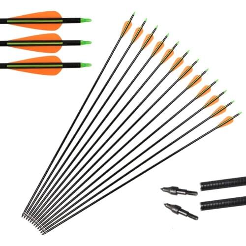 Toparchery 6/12/24pcs 32 Inch Spine 600 Fiberglass Arrows for Target Practice Compound Recurve Bow Archery Detachable Arrow