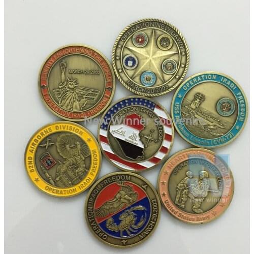 7pcs/lot 7 different design operation iraqi freedom 2003 US Army Challenge coins Free shipping
