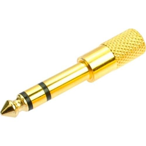 Audio jack converter adapter stereo jack for 6.5mm male to 3.5mm Female electric guitars headset Microphone (golden)