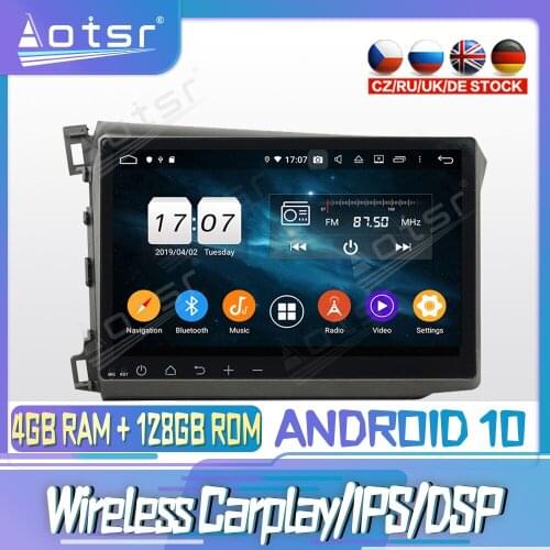 Android 10 PX6 128G For HONDA CIVIC 2012 2013 Car CD DVD GPS Navigation Auto Radio Stereo Video Multimedia Player HeadUnit 2din