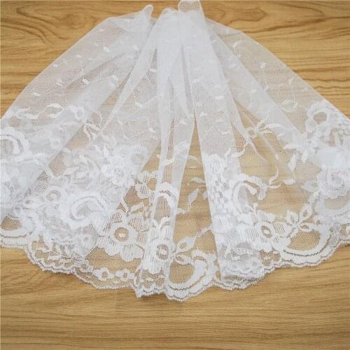 White Polyester Lace 240mm Trim Fabric Sewing Accessories Cloth Wedding Dress Decoration Ribbon Craft Supplies 100yards L991
