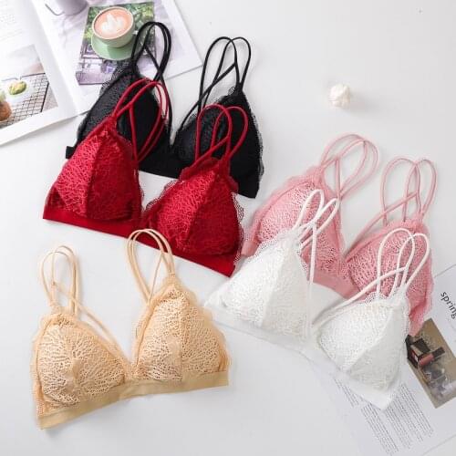 Bralette Lace Bra Push Up Bras For Women Sexy Lingerie Deep V Brassiere Padded Wire Free Sexy Underwear French Bralette