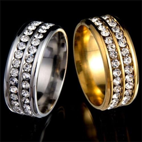 DarkMag Titanium Stainless Steel Rings For Women Slash Double Line Of CZ Fashion Jewelry Wholesale Valentines Day Gifts