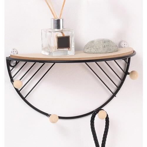 Wood Board Storage Rack Wall Mount Hanging Living Room Decor Multipurpose Hook Stand Holder