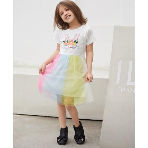 Kids Dresses for Girls Princess Dress White Cartoon Short Sleeveless Cotton Baby Girl Summer Dress for 5 6 7 8 Years Old Costume