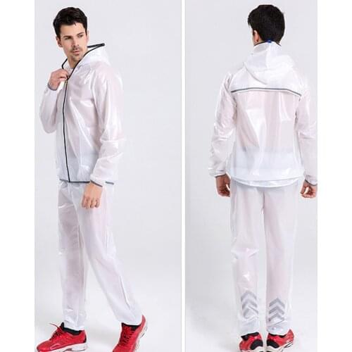 Hooded Split Raincoat Rain Pants Suit Adults Waterproof PVC Outdoor Sports Motorcycle Riding Climbing Rainwear Rain Jacket