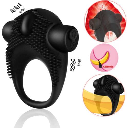 Erotic Accessories Delayed Ejaculation Penis Ring Vibrator Silicone Cock Ring Adult Game Sex Toys For Men Sex Product USB Charge