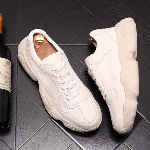 ERRFC Personalized Men Business Leisure Clunky Shoes Fashion Designer Round Toe Beige Dad Shoes Concise Man Casual Platform