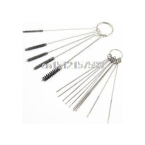 Carburetor Carbon Dirt Jet Remove 10 Cleaning Needles and 5 Brushes Tool Kits