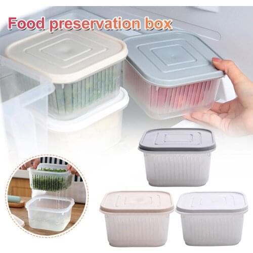 Kitchen storage Box Double Layer Drain Sealed Box for Ginger Garlic Onion Crisper Debris Fridge Tray food Kitchen Organize