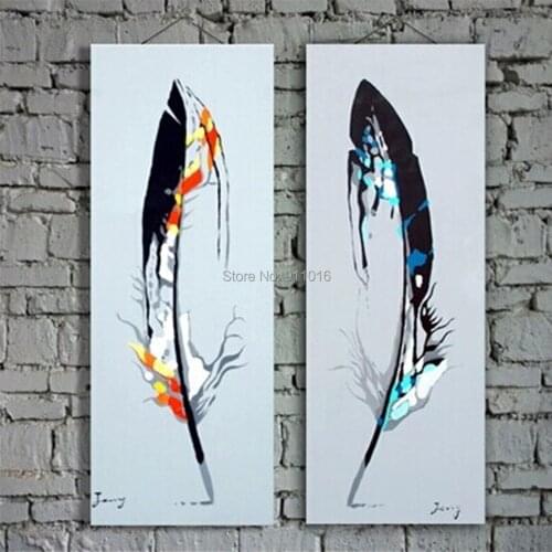Hot Oil Paintings Handmade Canvas Modern Feather Painting Acrylic Paintings Hang Pictures Wall Abstract Home Decor Picture