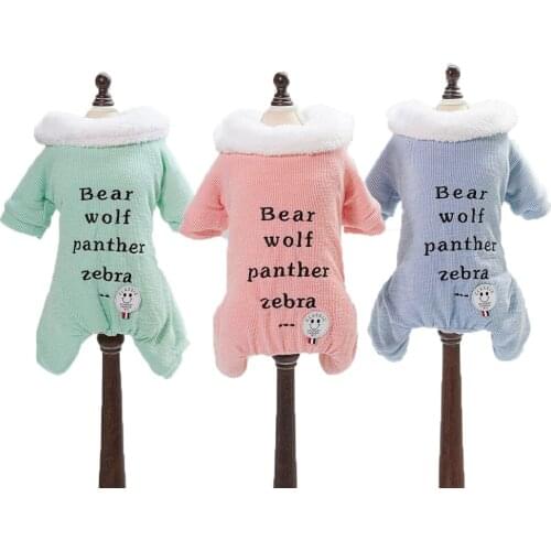 Fashion cute soft pet dog winter clothes four legs dog coats with letter pattern new jackets for small dogs clothing