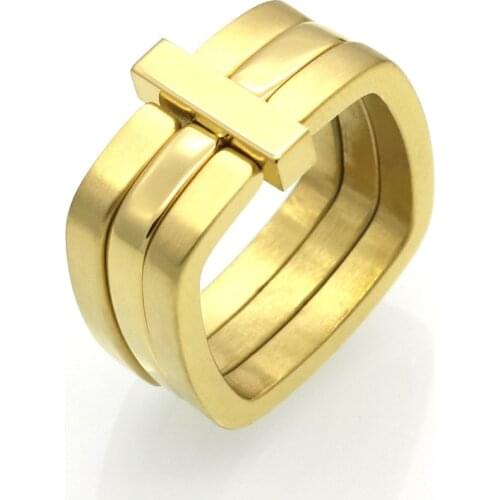 New Cross Rings For Women Punk Style Square Stainless Steel Rings Anel Feminino anillos Men Jewelry