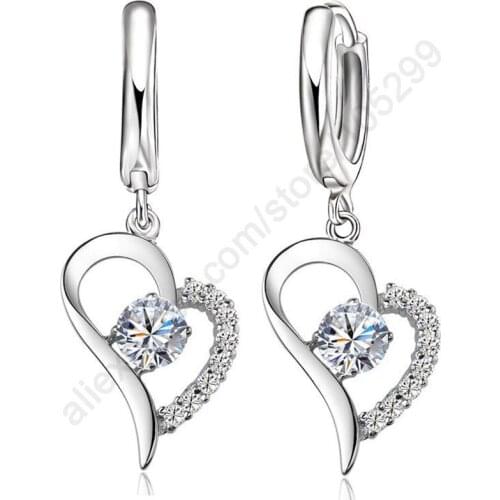 New 925 Sterling Silver Earrings White/Purple High Quality Ladies Fashion Jewelry Romantic Gift For Lover/Girlfriend