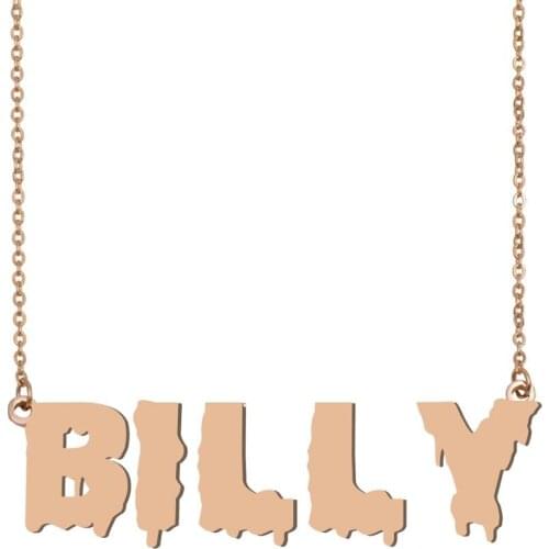 Billy Name Necklace , Cool Bloody Art Name Necklace for Halloween and Santas Day Jewelry Gift for Kids Boys Girls