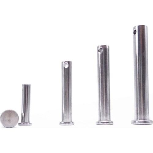 2pcs M10 stainless steel shaft flat head with hole pin bolt cylindrical pins 45mm-65mm length