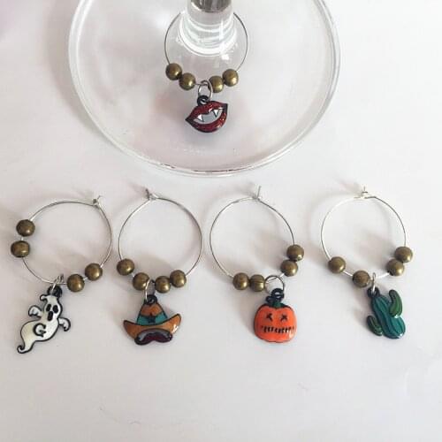 Wine charms New Fashion Design 5PCS Wine Glass Charms Rings Marker Christmas Party Bar Table Decorations Halloween Gift
