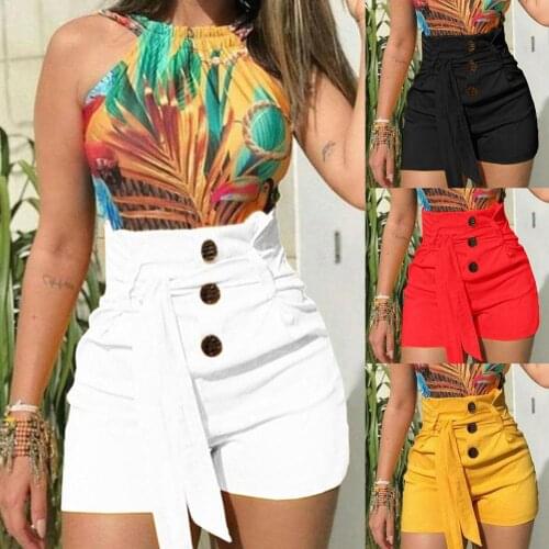 Casual Summer Beach Women Solid Color Belted High Waist Shorts Hot Pants Bandage Beach Hot Shorts Womens Plus Size S-5XL