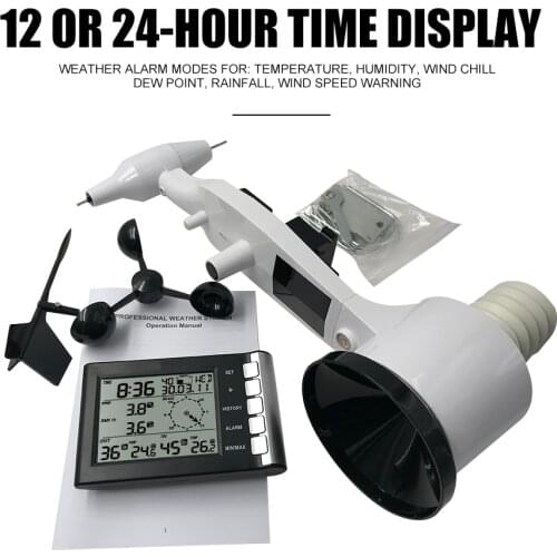 Professional weather station wind speed wind direction temperature humidity rain 433Mhz