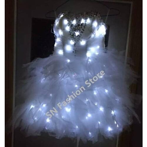S001 LED light ballroom singer dancing women costumes/with light dress catwalk bra stage bar party stage sexy wears dj