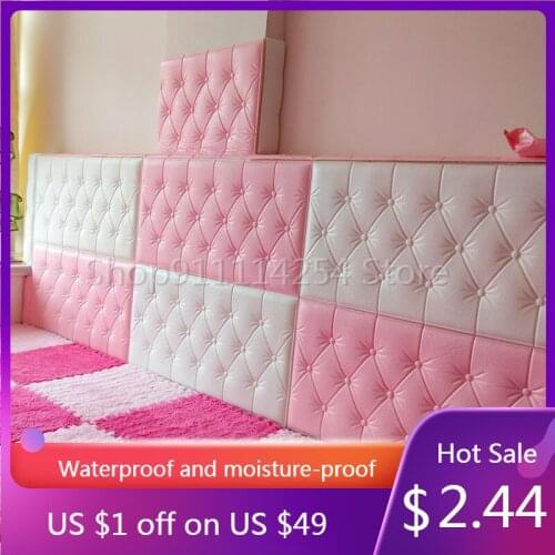 4MM Self-adhesive Headboard Soft Bag Anti-collision Wall Stickers Tatami Soft Stickers Imitation Soft Bag Bed Wall Stickers