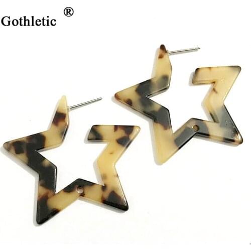 Gothletic 45MM Tortoiseshell Acetate Star Hoop Earrings With Hole Fashion Trendy DIY Jewelry & Accessories Wholesale 2019 NEW