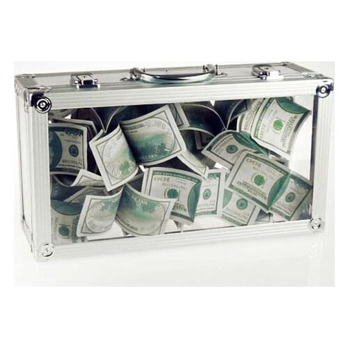 Glassy Briefcase - Stage Magic Tricks Empty Crystal Briefcase Appearing Bills Magician Illusion Gimmick Props Funny Flowers Magi