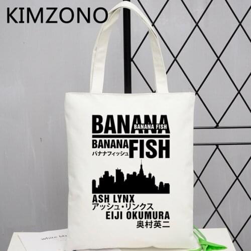 Banana Fish shopping bag bolsas de tela bolsa reusable shopper cotton grocery bag bolsas reutilizables string grab
