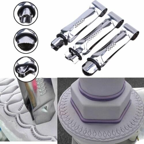 Ustensiles Patisserie 3pcs Stainless Steel Cake Clip Clamp Crimper Cutters Mold,DIY Fondant Cake Clip,Lace Mould