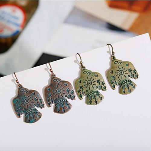 Vintage Peace Pigeon Stud Earrings For Women Tribal Carved Pattern Eagle Indian Earrings Ethnic Geometric Alloy Earring