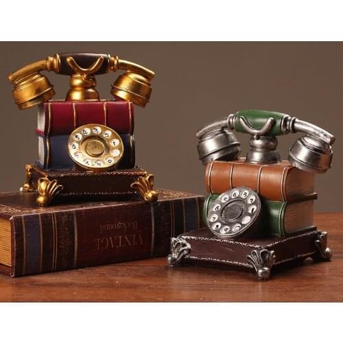 Vintage Telephone Model Resin Fake Book Phone Decoration Creative Home Retro Ornament Decorative Phone for Bar Office Desk