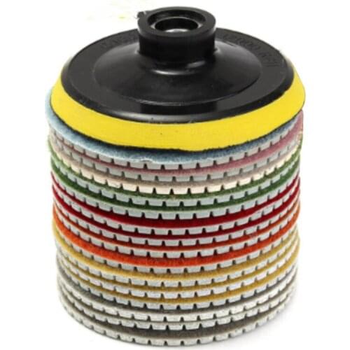 Wet/Dry Diamond Polishing Pads Polisher 4 Inch With Hook Concrete Marble For Granite Stone 100mm 16pcs Grinding Discs Set