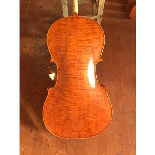 Upscale 100% handmade Varnish Cello 4/4 Orange Natural Flamed Grade AAA Spruce Panel ViolonCello stringed instrument wholesale