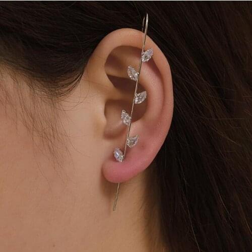 ZOSHI Fashion Crystal Zirconia Stud Earrings For Woman Geometric Leaf Design Earrings Fashion Ear Hook Pierced Earrings