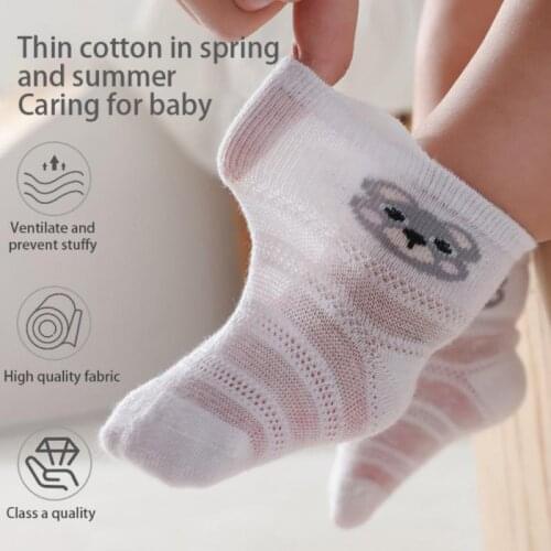 1 Pair Childrens Socks Summer Thin Section Boys And Girls Mesh Socks Cartoon Baby Cotton Short Socks Baby Socks 0-8 Years Old