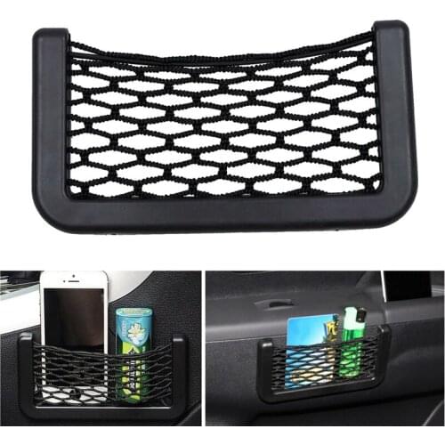 1Pcs Car Organizer Storage Bag Auto Paste Net Pocket Phone Holder Car Accessories Universal Wallet Keys Organizer Net Holder
