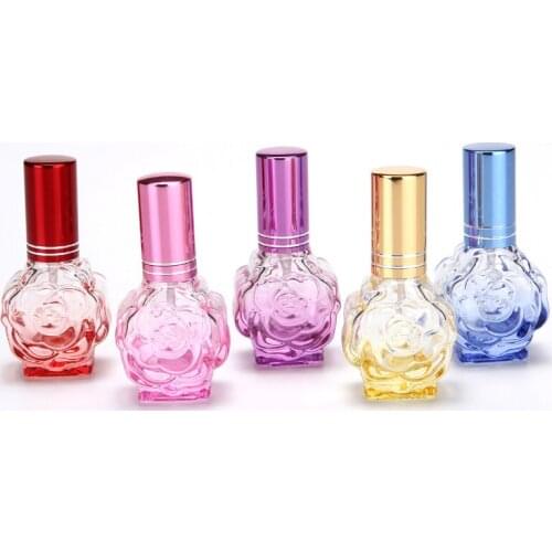 10/20/30pcs 10ml Rose Shape Portable Mini Perfume Bottle Glass Empty Bottle Cosmetics Bottled Toner Spray Bottle Nebulizer