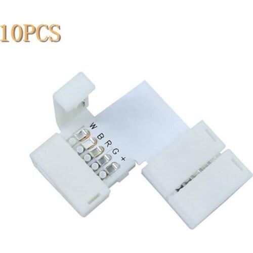 10pcs Quality 10mm Connector 4 Pin L T Cross Shape PCB Solderless Corner Connector Strip Connector For RGB 5050 Led Strip Light