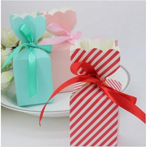 100pcs/lot Romantic flowers Vase Baby Shower Favors Candy Box Wedding Birthday paper packaging gift bag Supplies free shipping