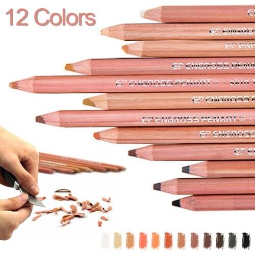 12PCS Soft Pastel Pencils Professional Colored Pencils For Drawing School Lapices De Colores Stationery Wood Skin Tints Pastel