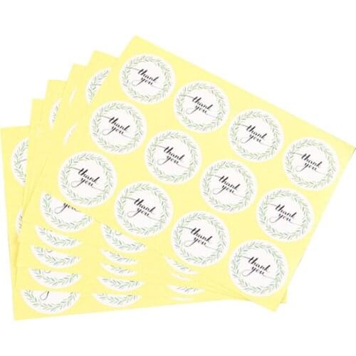 1200pcs/Lot Lovely Thank you Round Green Leaf Sealing Sticker Seal Label DIY Handmade Paper Sticker Label Decor
