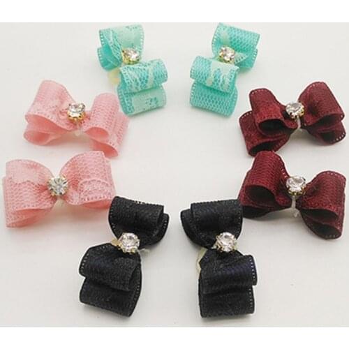 2PCS pet Bows Dog Hair Bows for Puppy Yorkshirk Small Dogs Hair Accessories Grooming Bows Rubber Bands Dog Bows Pet Supplies