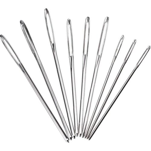 9Pcs/set Large Eye Metal Needles Cross Stitch Knitting Crochet Hook Set with Case DIY Sewing Accessories