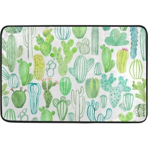 Watercolor Various Cactus Rubber Non-Slip Entry Way Floor Mat Outdoor Indoor Decor Rug 23.6"(L) x 15.7"(W) Carpet Rugs